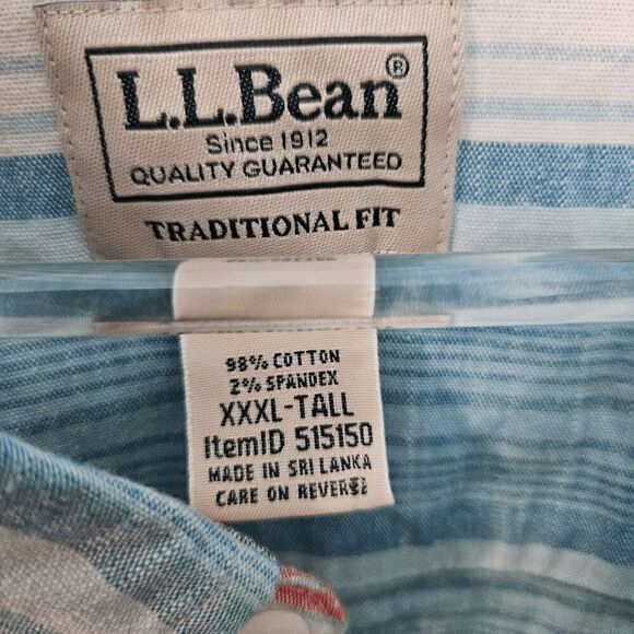 L.L Bean Chambray Button Down Long Sleeve Shirt Slightly Fitted Untucked Fit, St - Picture 2 of 3